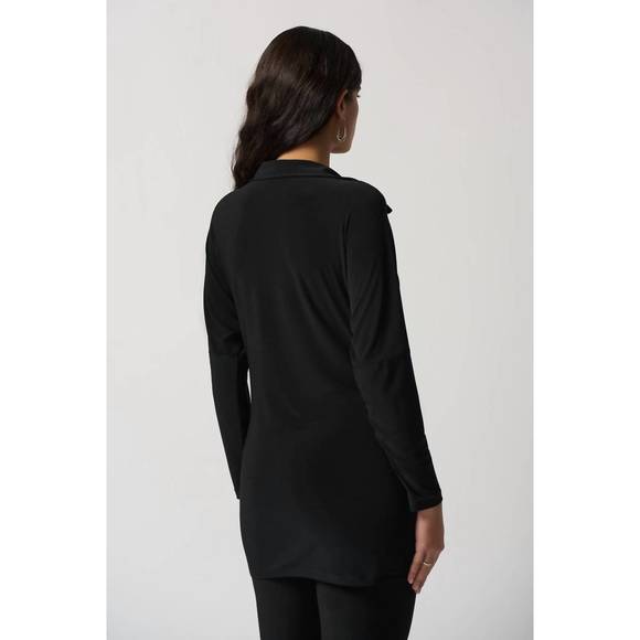 NEW JOSEPH RIBKOFF silky knit collared tunic in black - Picture 2 of 2